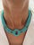Teal Blue Turquoise Round Fancy Beads Unique Choker 14k Gold Statement Necklace For Sale - Image 9 of 10