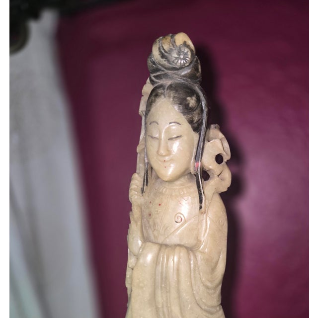 Early 20th Century Soapstone Statue of Guanyin For Sale - Image 4 of 7