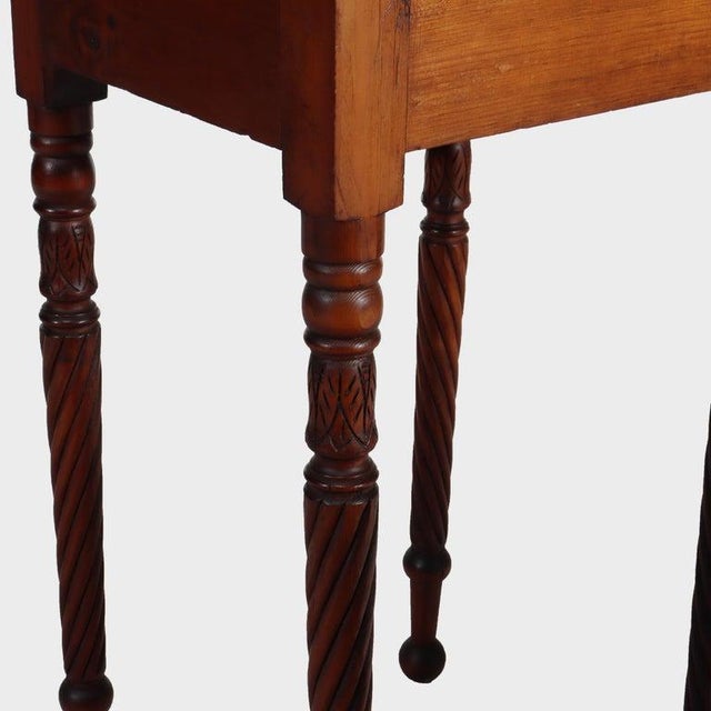 Brown Antique Sheraton Mahogany & Birds Eye Maple Side Stand With Rope-Twist Legs For Sale - Image 8 of 15