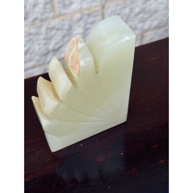 Mid 20th Century Mid 20th Century Pair of Carved Onyx Art Deco Bookends For Sale - Image 5 of 11