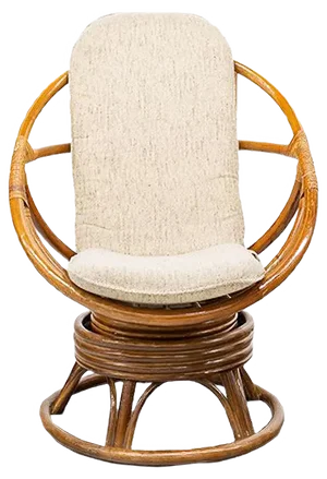 Round Bamboo Swivel Armchair, 1970s