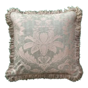 Brunschwig Green Strie Damask Square Designer Pillow With Down Feather Insert