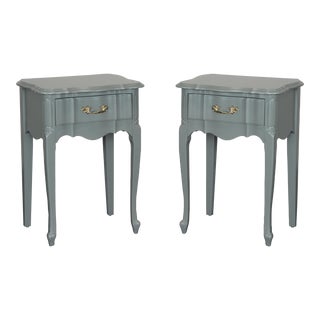 Pair of French Style Green Nightstands For Sale