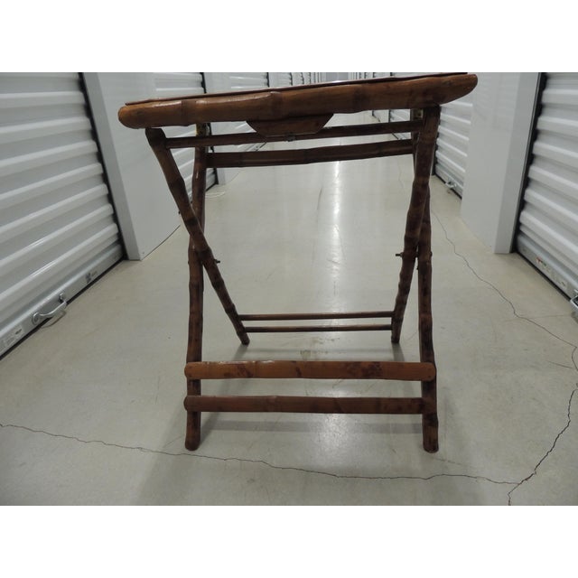 Vintage Faux-Tortoise Bamboo Folding Side Table/Drinks Table. Size: 15"D x 20.5"W x 25.5"H