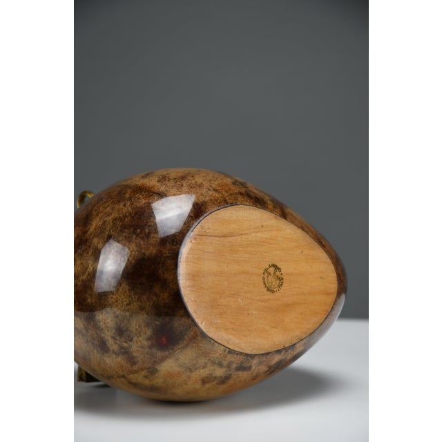 Pipe-Form Tobacco & Match Box in Lacquered Goatskin and Brass by Aldo Tura for Macabo, Italy, 1950s For Sale - Image 9 of 11