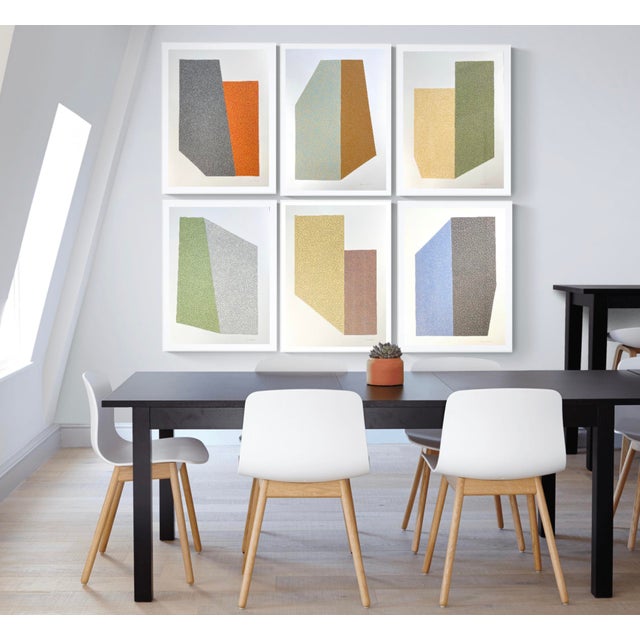 Mid-Century Modern Abstract Geometric Painting With Green and Gray For Sale - Image 3 of 4