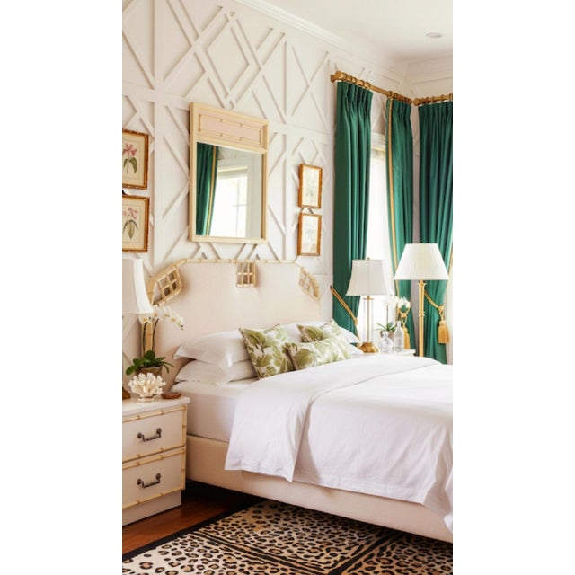 Vintage Faux Bamboo Palm Beach Regency Single 2 Drawer Night Stand Matching Mirror- Set 2 For Sale - Image 12 of 12