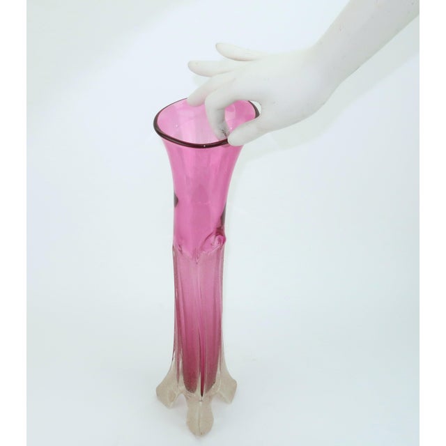 Neal Drobnis Sand Cast Magenta Art Glass Vase, 1997 For Sale - Image 17 of 18