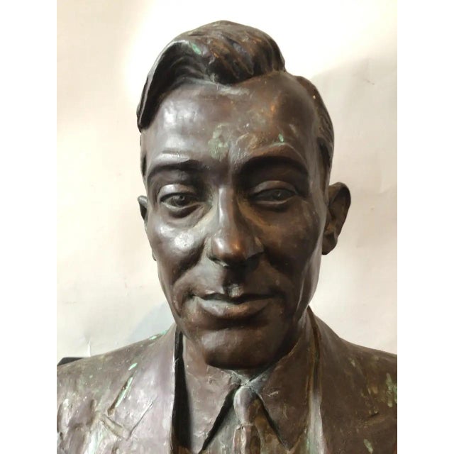 Antique Bronze Bust of Jimmy Walker on Marble Base Signed by Artist For Sale - Image 4 of 13