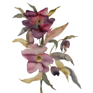 "Hellebore No. 38" Contemporary Original Botanical Flowers Watercolor Painting by Elizabeth Becker For Sale