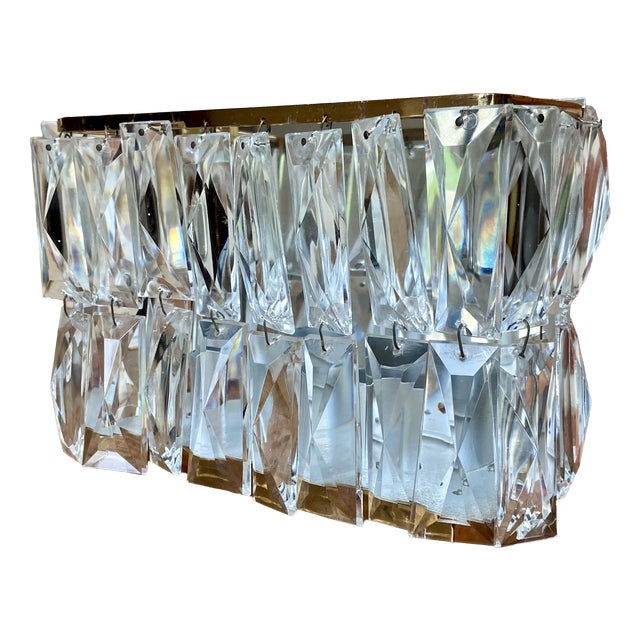 German Crystal Prism Wall Sconce in the style of Palwa, 1970s For Sale