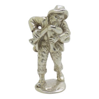 Vintage Italian Handmade Genuine Silver Christmas Bagpipe Player Solid Figurine, Made in Tuscany (Florence, Italy) For Sale
