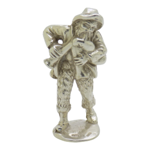 Vintage Italian Handmade Genuine Silver Christmas Bagpipe Player Solid Figurine, Made in Tuscany (Florence, Italy)