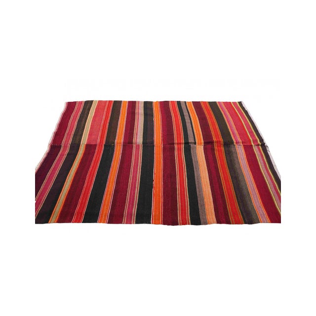 1960s Vintage Striped Turkish Kilim Rug - 5`0" X 6`1" For Sale - Image 5 of 6