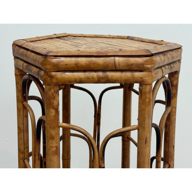 Vintage Scorched Bamboo Plant Stand For Sale In Kansas City - Image 6 of 7