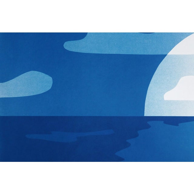 2025, Desert Modernism Landscape, Large Diptych, Sunset Over Sea, Monotype Cyanotype on Watercolor Paper by Kind of Cyan For Sale In Miami - Image 6 of 9