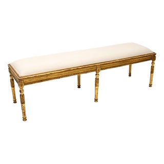 Antique French Carved Gilt Wood Stool, 1880 For Sale