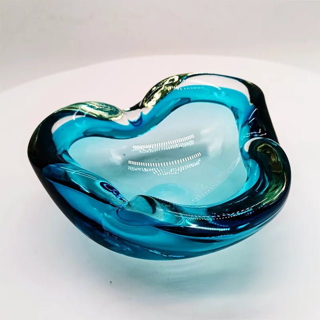 Blue Italian Ligh Blue Ashtray in Murano Glass by Flavio Poli for Seguso, 1960s For Sale - Image 8 of 8