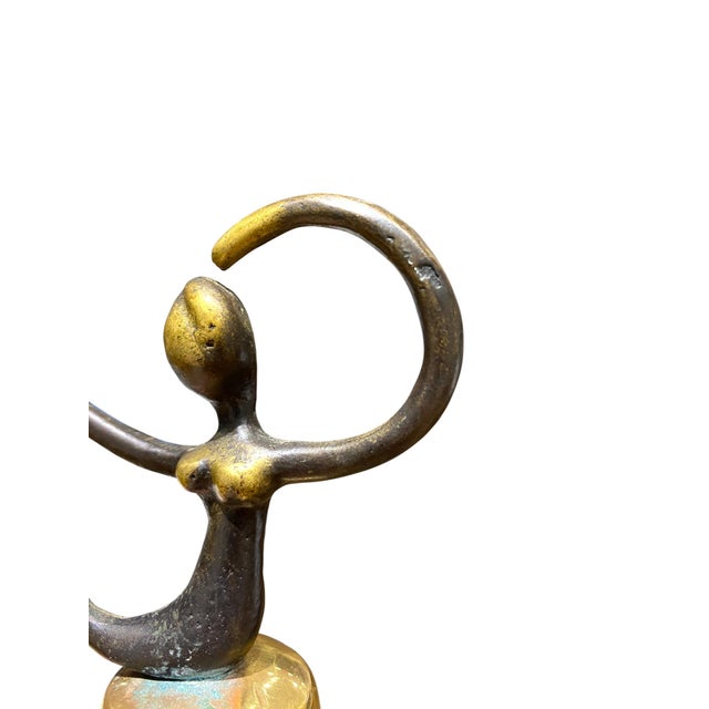 Walter Bosse Mid 20th Century Modern Brass Mermaid Table Bell For Sale - Image 14 of 16