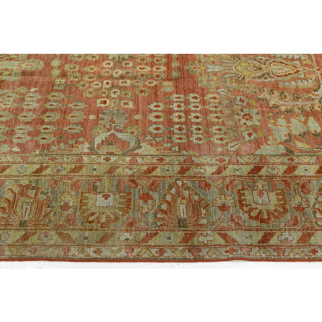 2020s Antique Malayer Style Rug With Terracotta Field and Sage Green Boteh Motifs For Sale - Image 5 of 12