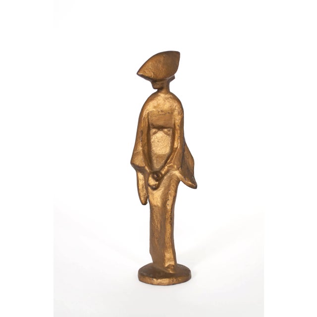 Metal Vintage Cast Metal Large Gold Geisha Figurines - Set of 3 For Sale - Image 7 of 10