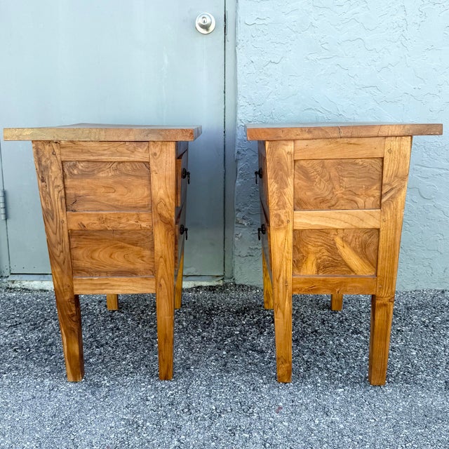 Vintage Rustic Olive Burlwood Nightstands/Mini Chests - A Pair For Sale - Image 9 of 10