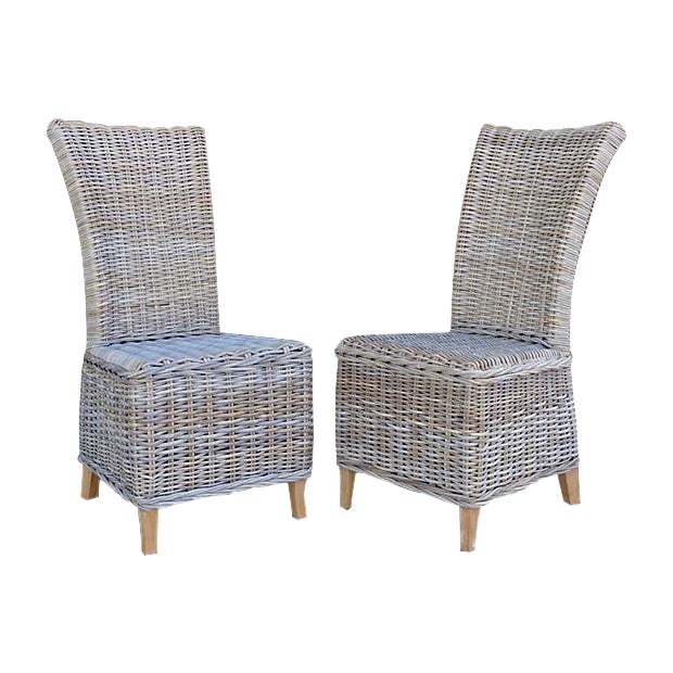 Rattan Wicker High Back Dining Chairs Set of 6 Chairish