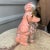 Shabby Chic Mid-Century Pink Chalkware Dog Coin Bank For Sale - Image 3 of 9