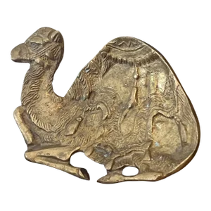 Vintage Brass-Tone Metal Camel Sculpture Decorative Trinket Dish