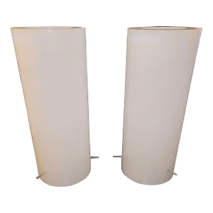 Vintage Unsigned Paul Mayen for Habitat Acrylic Cylinder Table Lamps - a Pair