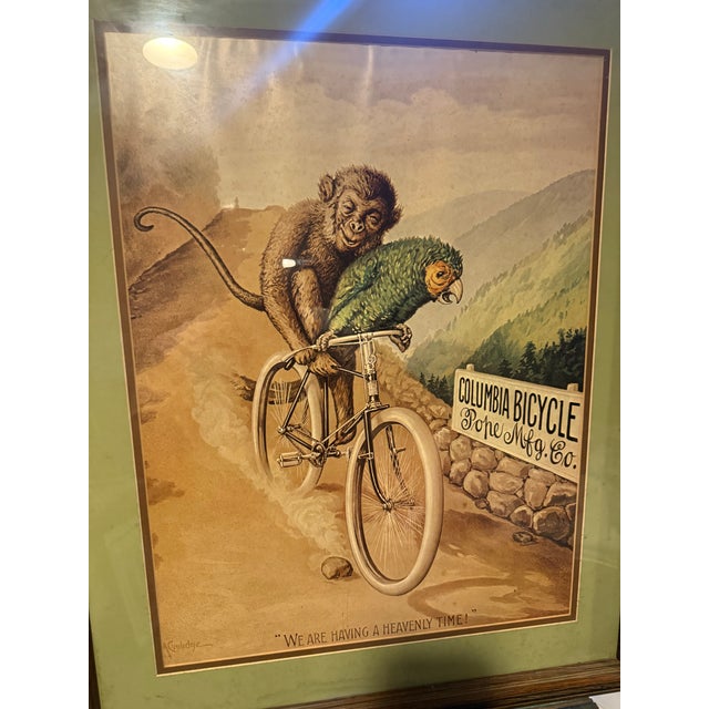 Illustration Vintage C. M. Coolidge Bicycle Poster "Columbia Bicycles" (1895) Framed Art 1st Issue Print For Sale - Image 3 of 7