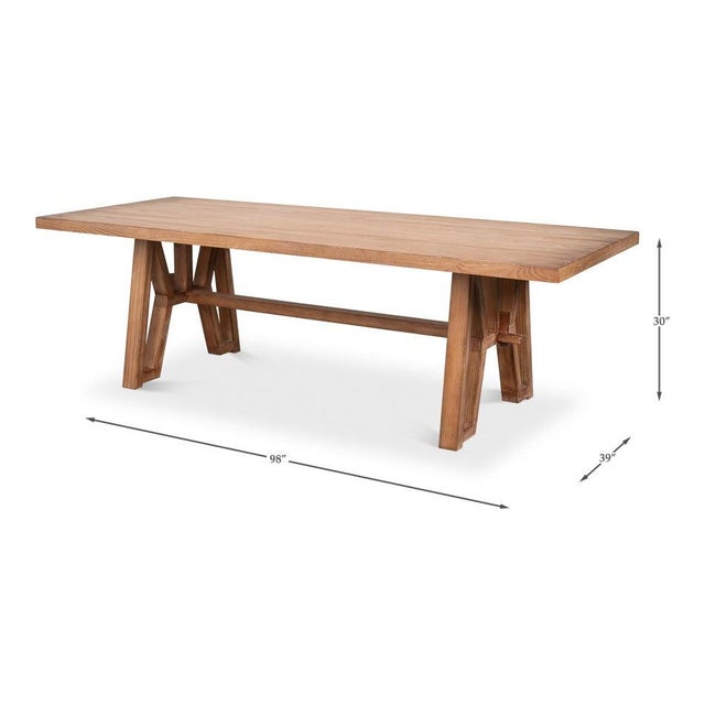 Rustic Trestle Dining Table in Aged Pine, 98 Inch For Sale - Image 11 of 11