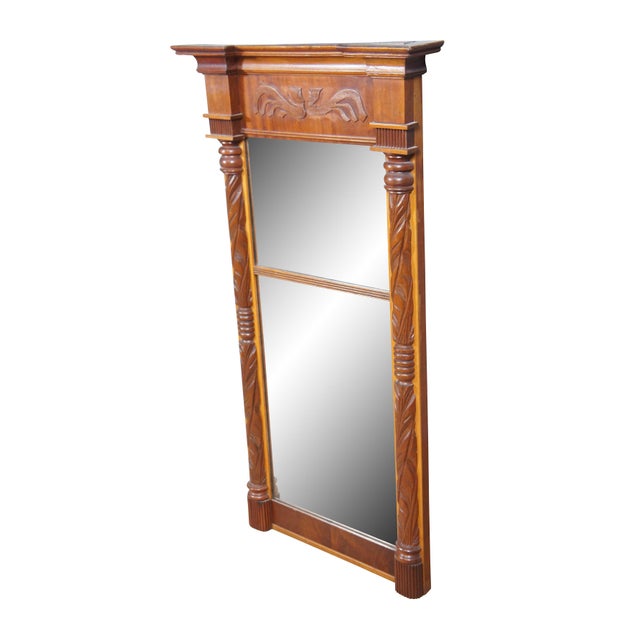 Traditional Antique Federal Carved Mahogany Trumeau Pier Mantel Mirror For Sale - Image 3 of 12