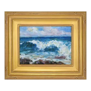 Contemporary Impressionist Seascape Painting of Crashing Waves