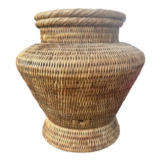 1980s Southeast Asian Urn Style Basket For Sale