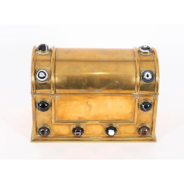 Blue Antique English Brass Agate Cabochon, 1800s, Set of 2 For Sale - Image 8 of 18