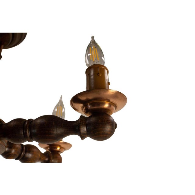 Copper French Beech Well Chandelier, 1940 For Sale - Image 8 of 11