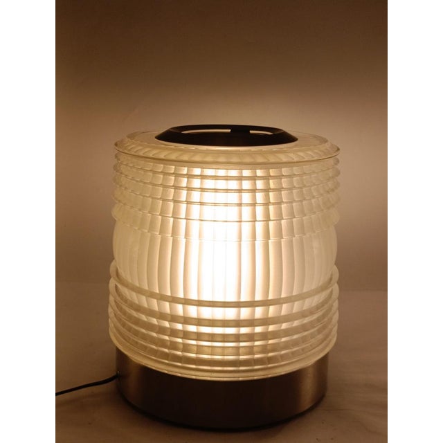 Metal Glass Fresnel Table Lamp from Oluce, Italy 1960s For Sale - Image 7 of 11