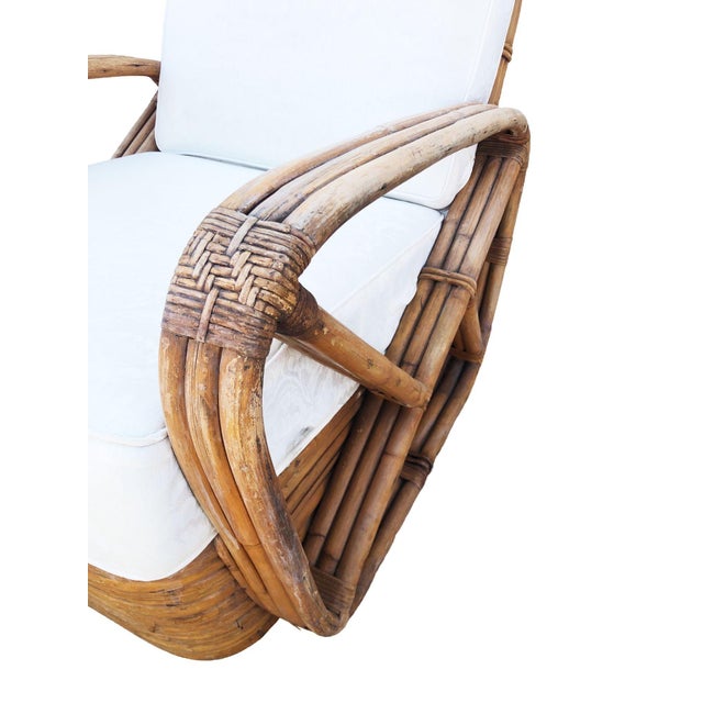 Brown Paul T. Frankl 3-Strand Square Pretzel Round-Back Lounge Chair (Unrestored) For Sale - Image 8 of 10