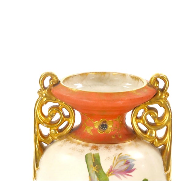 Gold 19th Century German Porcelain Hand Painted / Gilt Decorated Detail Vase For Sale - Image 8 of 12