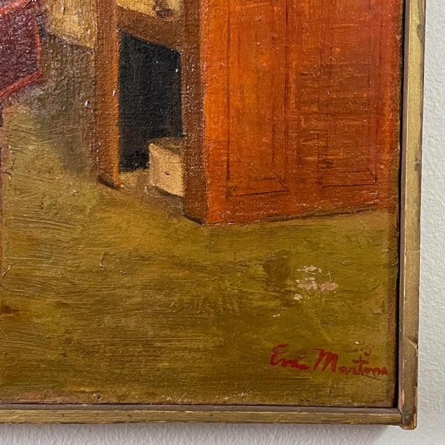 Eva Martino (American, B. 1929) - Expressionist Interior Portrait With Giovanni Martino, Signed (Ca. 1960, Oil on Canvas) For Sale - Image 4 of 8