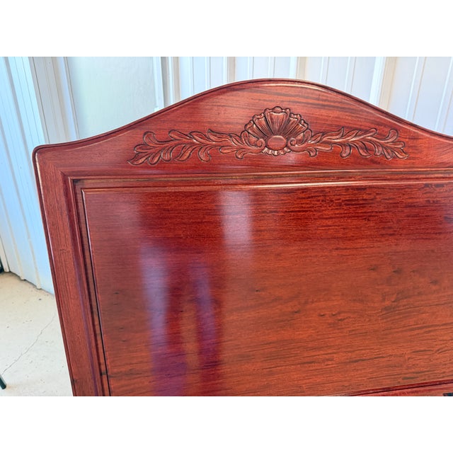 Wood Vintage Chinese Carved Rosewood Full Size Headboard With Metal Bed Frame For Sale - Image 7 of 10