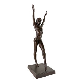 Mid-Century Vintage Bronze Ballerina Sculpture For Sale