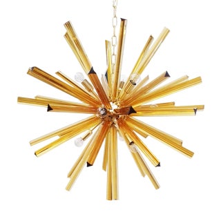 Italian Amber Murano Glass Triedro Chandelier from Simoeng For Sale