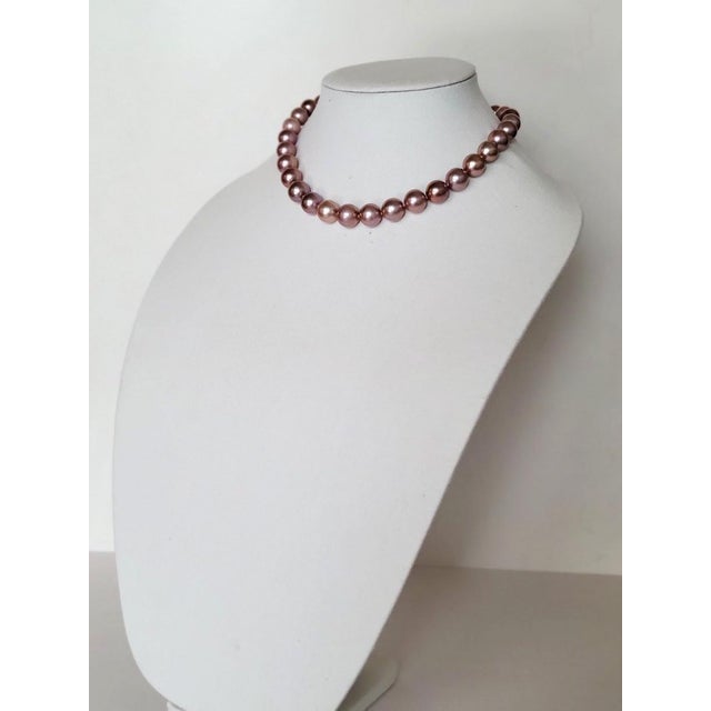 Natural Freshwater Edison Dark Pink Pearl Necklace With 14k Gold Clasp For Sale In Cleveland - Image 6 of 15