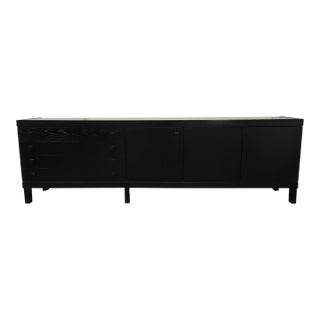 1970s Brutalist Black Stained Oak Buffet For Sale