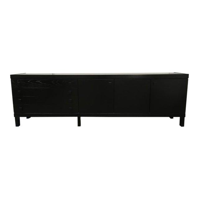 1970s Brutalist Black Stained Oak Buffet For Sale