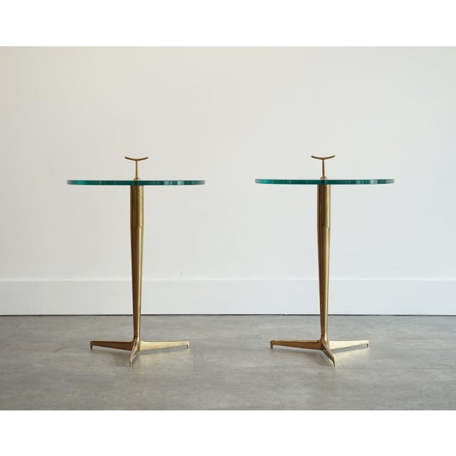 Elegant and refined, this pair of Italian brass side tables captures the spirit of mid-century design, reminiscent of the...