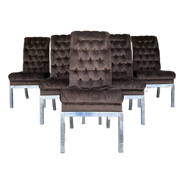 Set of Six Vintage Dia Style Dining Chairs Mid Century Modern Aluminum For Sale