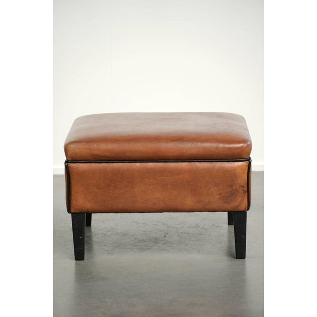 Ottoman in Sheepskin Leather For Sale - Image 3 of 11